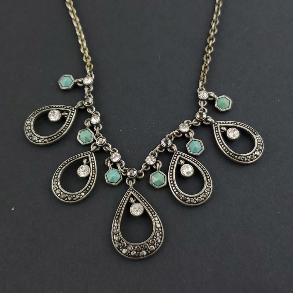 Marcasite & Crystal Dangle Necklace